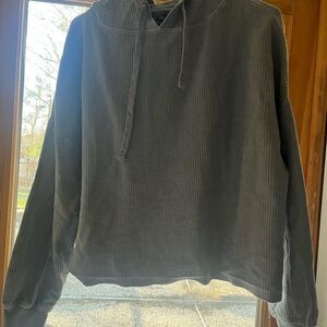 Gray Ribbed Hoodie